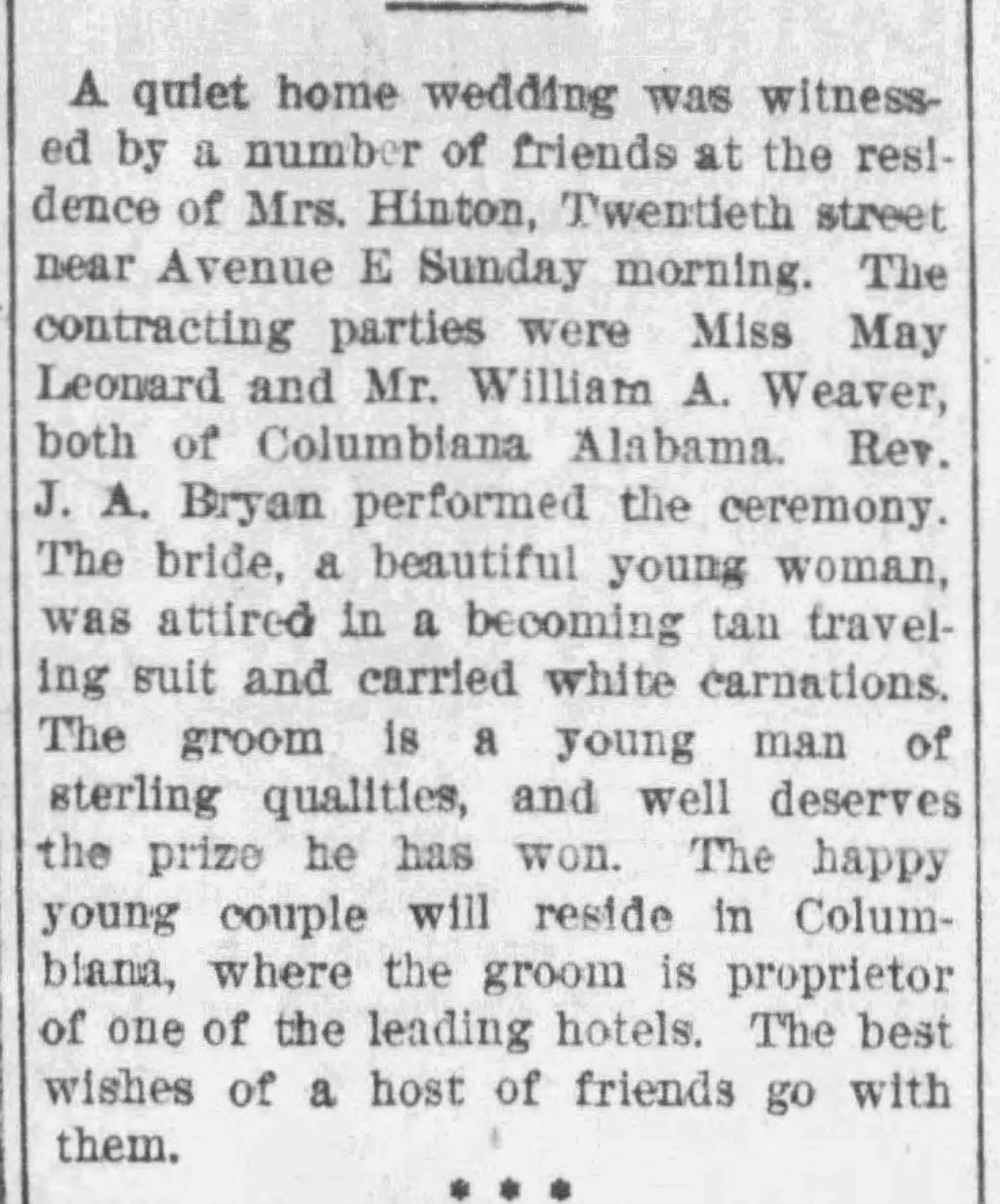 May Leonard-William A. Weaver
